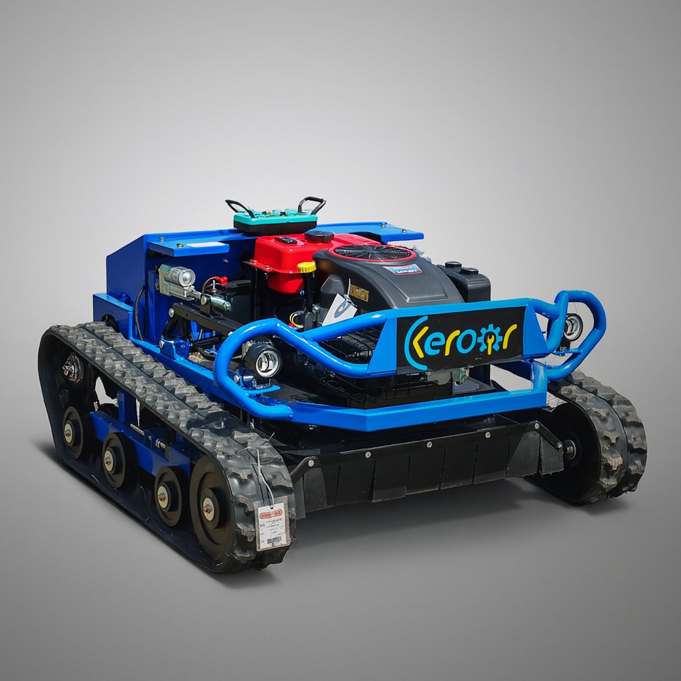 31.5inch Remote Control Crawler Lawn Mower – Heavy-Duty Tracked Grass Cutter with Large Fuel Tank for Slopes and Rough Terrain